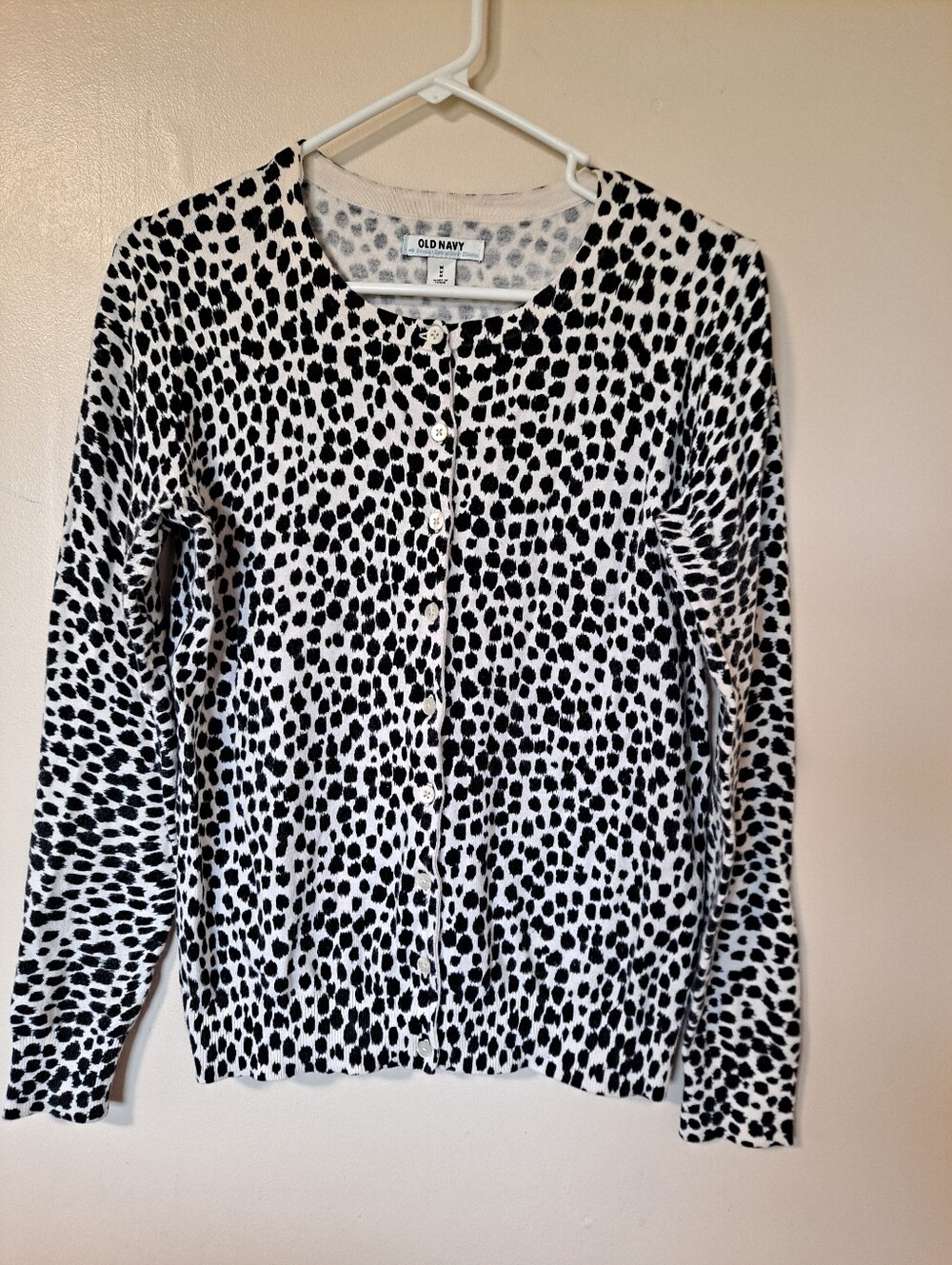 Old Navy Black and White Spot Print Cardigan